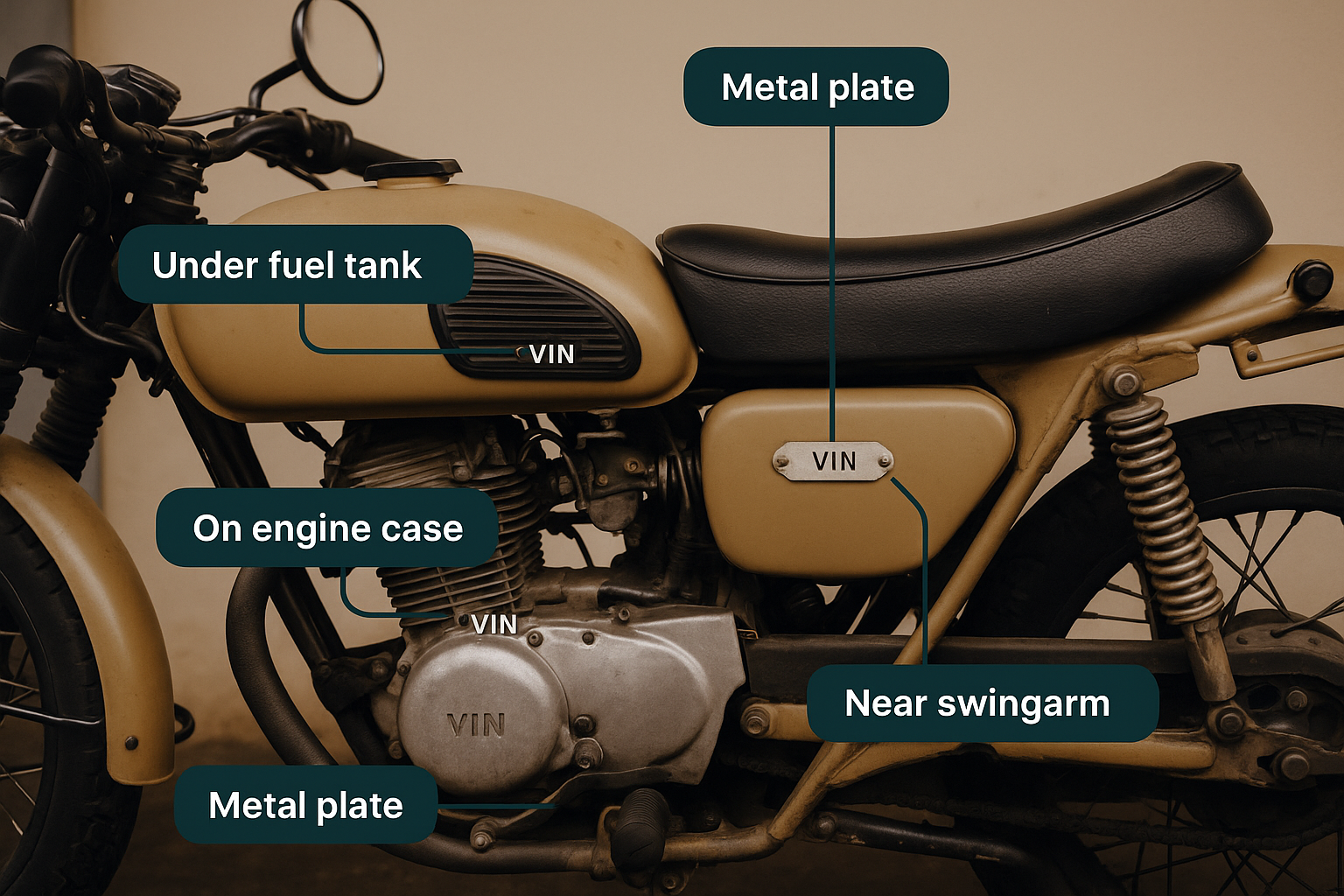 Vintage motorcycle VIN locations